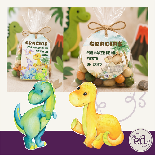 Etiquetas de agradecimiento DINO BABY 1 Año