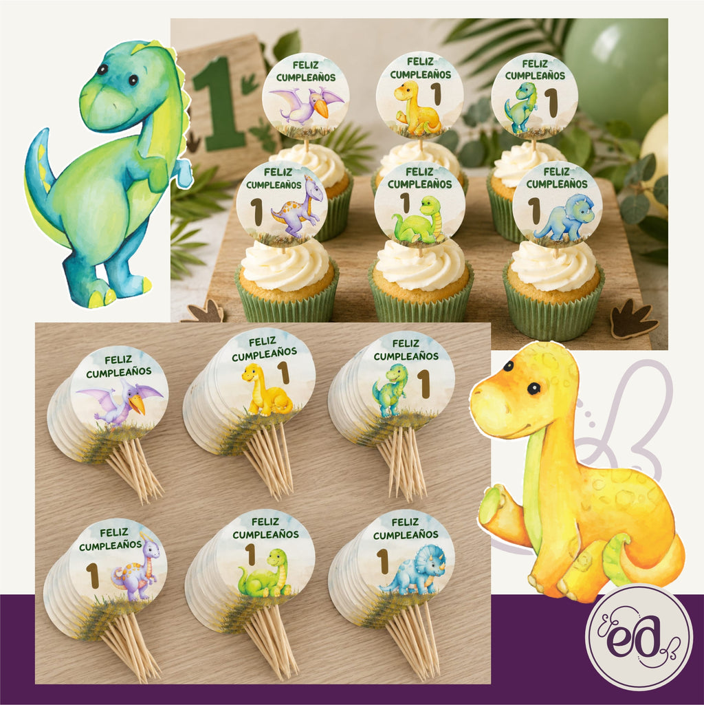 Decoración para Cupcakes DINO BABY 1 Año