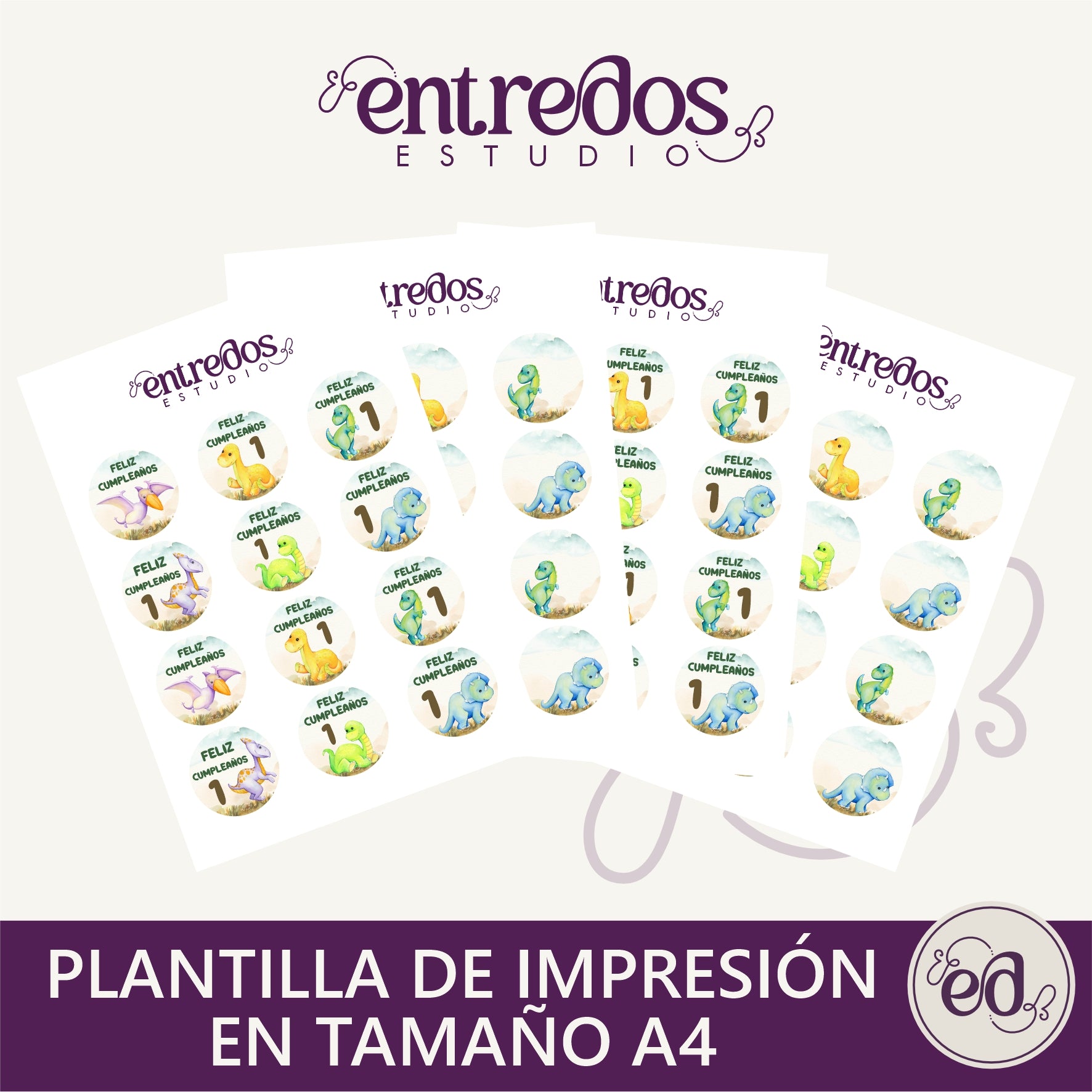Decoración para Cupcakes DINO BABY 1 Año