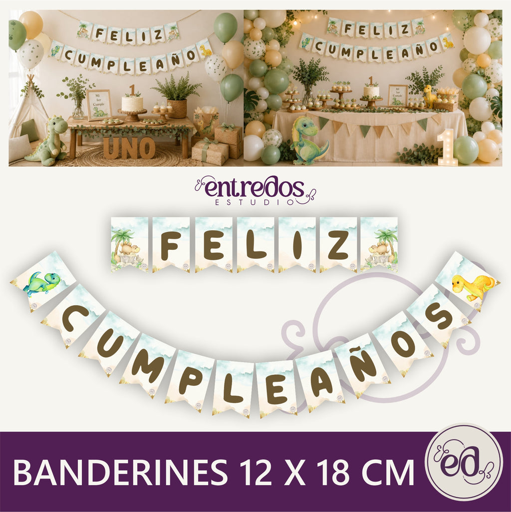 banderines DINO BABY 1 Año