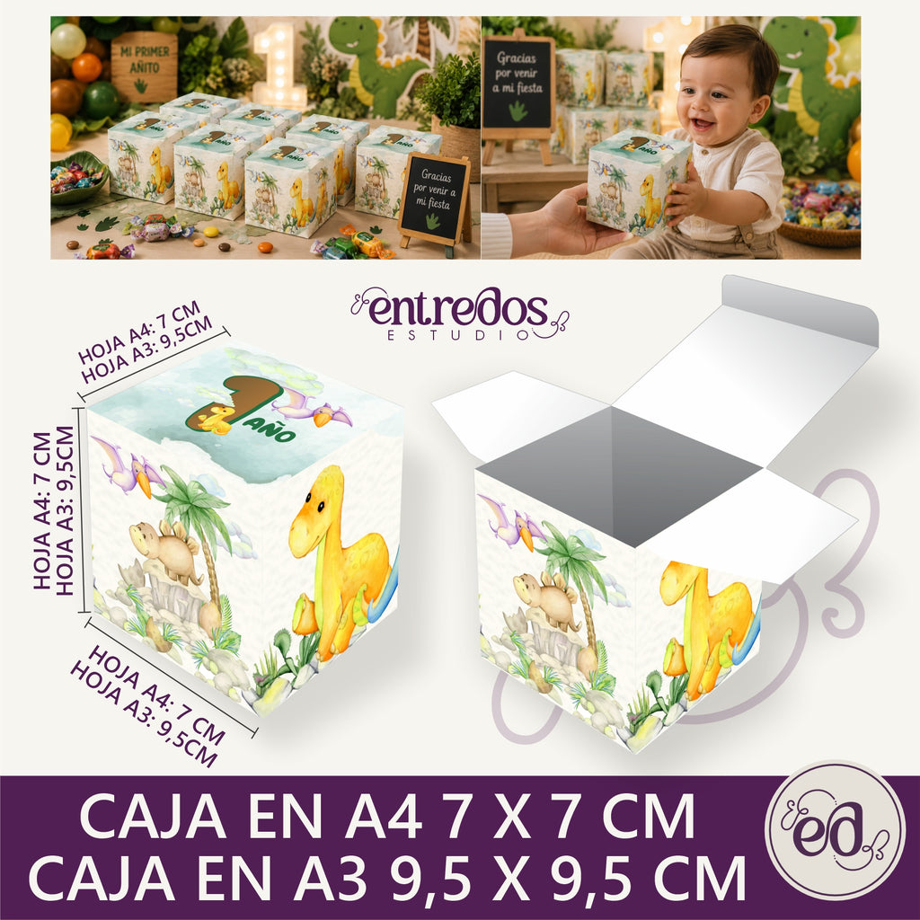 Caja sorpresa DINO BABY - Diseño digital imprimible para 1 año