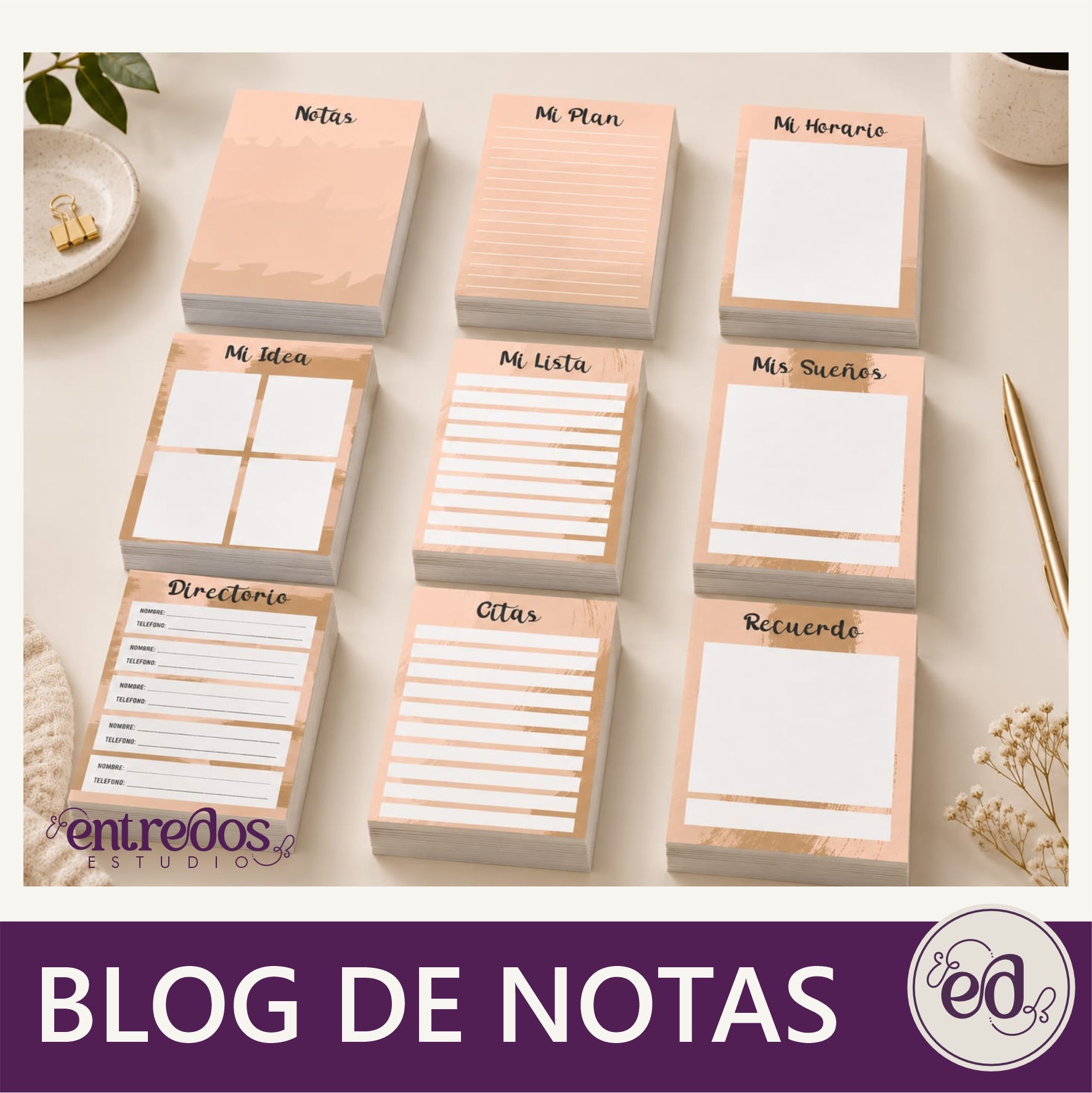 Pack Bolg de notas Vintage
