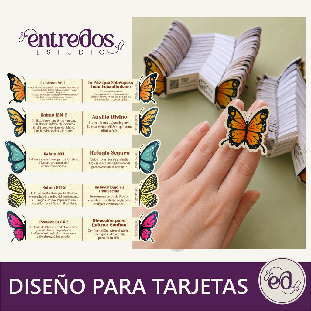 Tarjetas Marcapáginas Cristianas con Mariposas – Plantillas Digitales para Imprimir | Promesas360 para la ansiedad