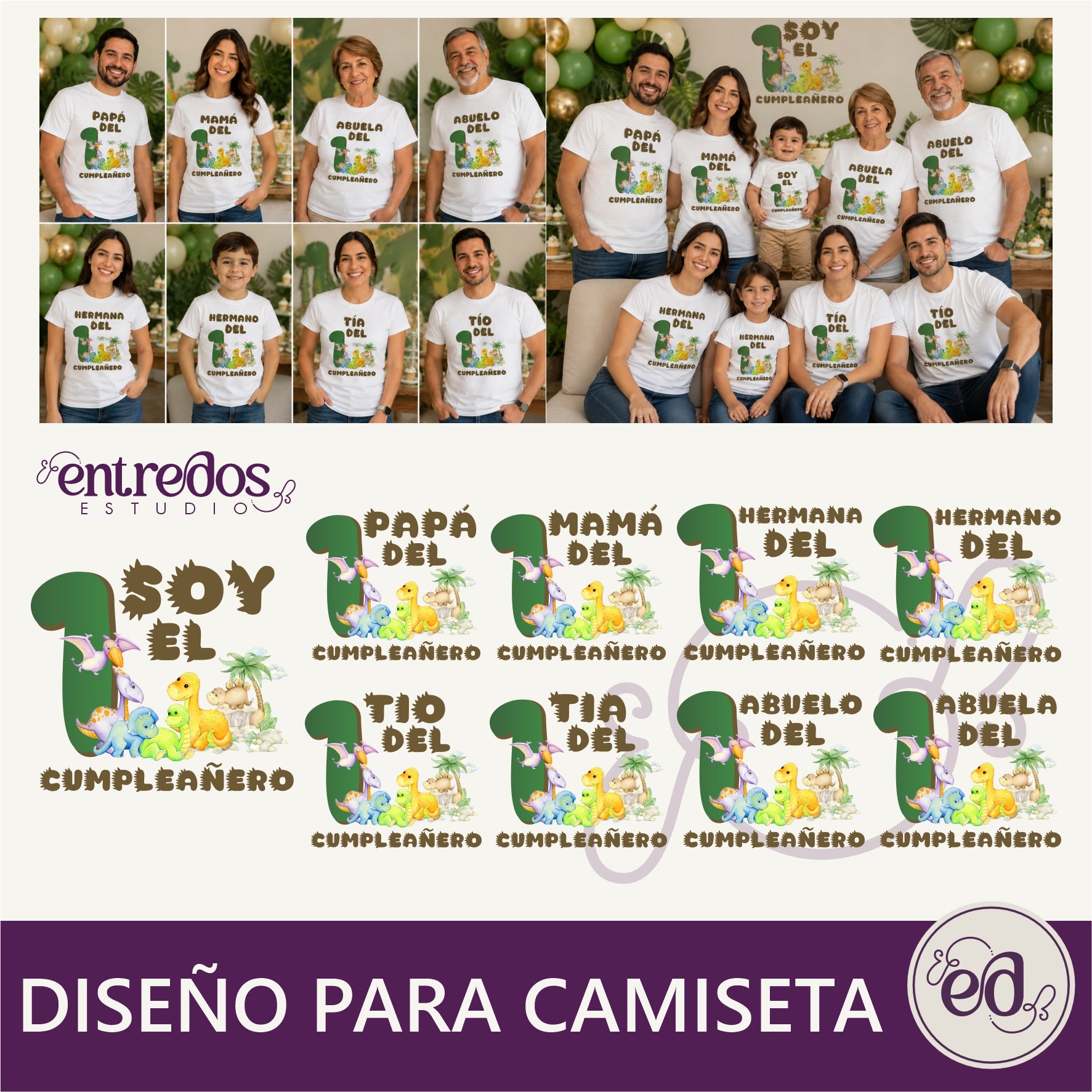 Diseño de estampado para camisas DINO BABY 1 Año