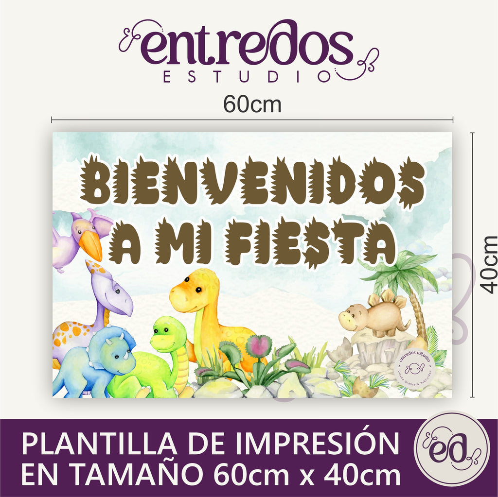 BANNER DE BIENVENIDA DINO BABY 1 AÑO