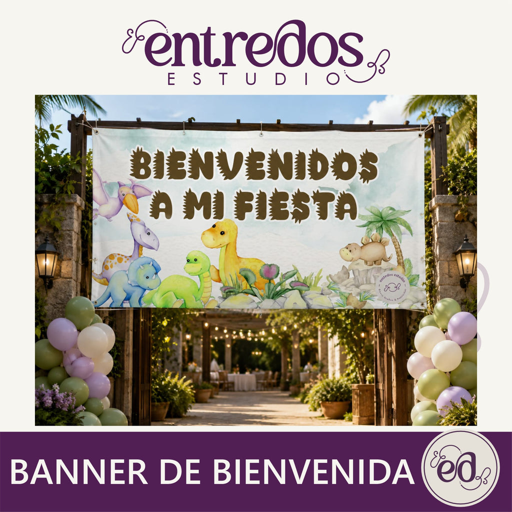 BANNER DE BIENVENIDA DINO BABY 1 AÑO
