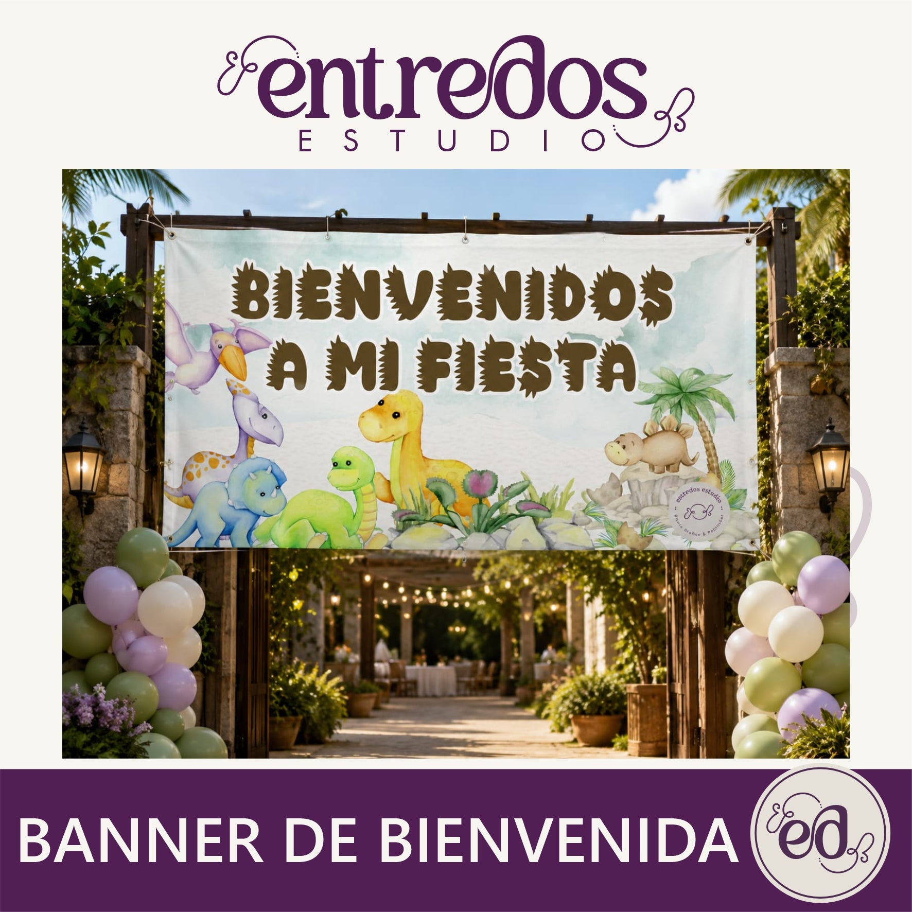BANNER DE BIENVENIDA DINO BABY 1 AÑO