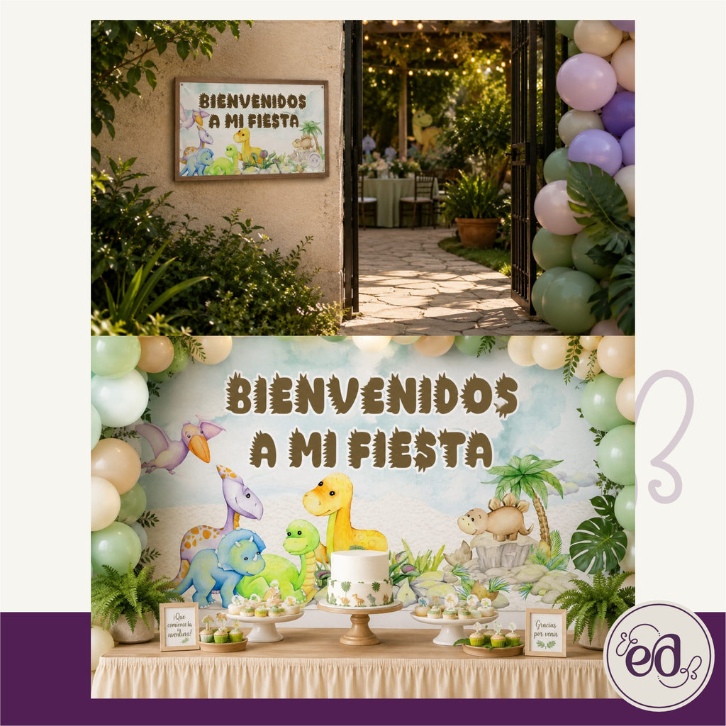 BANNER DE BIENVENIDA DINO BABY 1 AÑO