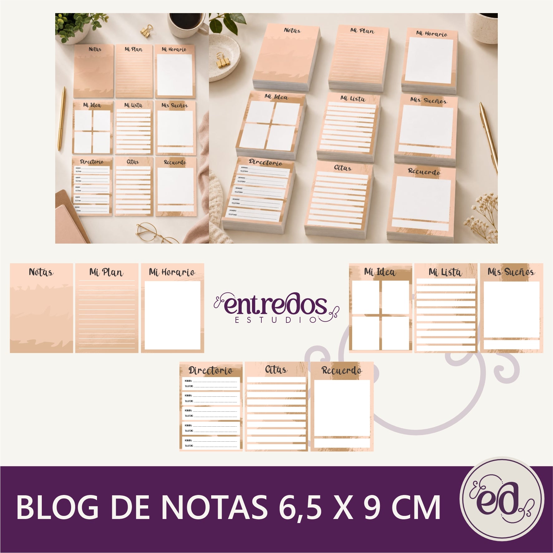 Pack Bolg de notas Vintage